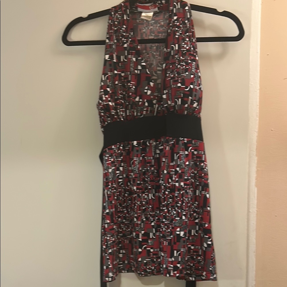 Stylish Red and Black Patterned Dress